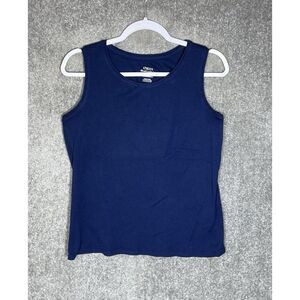Chicos The Ultimate Tee Sleeveless‎ Tank Top Womens Sz 1 US 8 Blue Supima Cotton